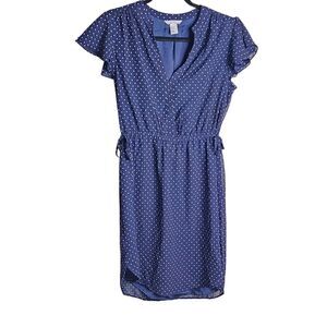H&M mini dress navy & white polka-dot futter sleeve Coastal 10